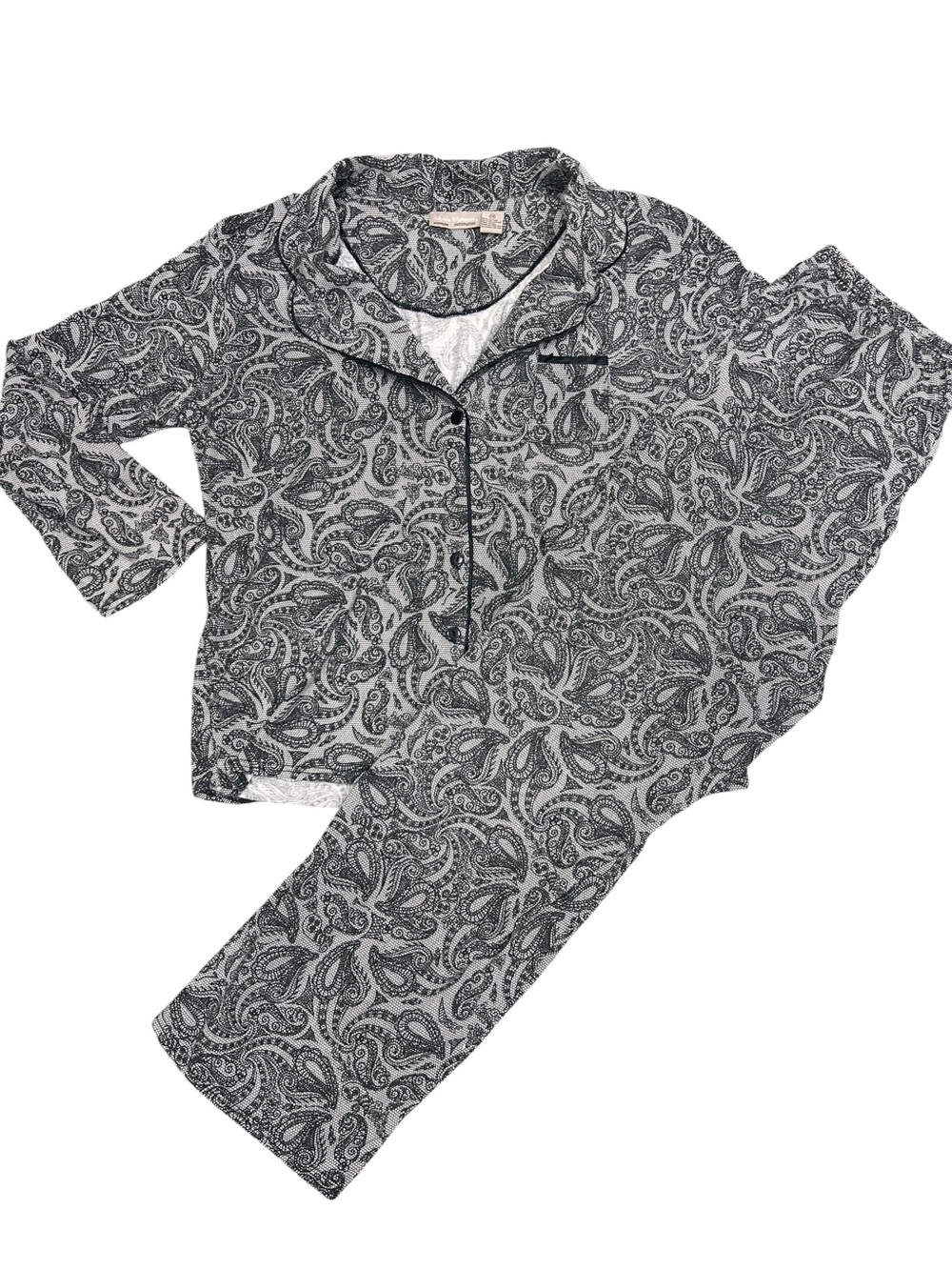 Allyson Whitmore 2pc Pajamas Set Black Lace Pattern Plus 1x 2x Long Sleeve